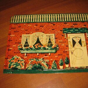 1950's T. Cohn Metal Litho Dollhouse Replacement Part: Short Exterior Side Wall